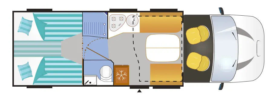 Plattegrond Chausson Welcome 747 GA — bovenaanzicht van de indeling